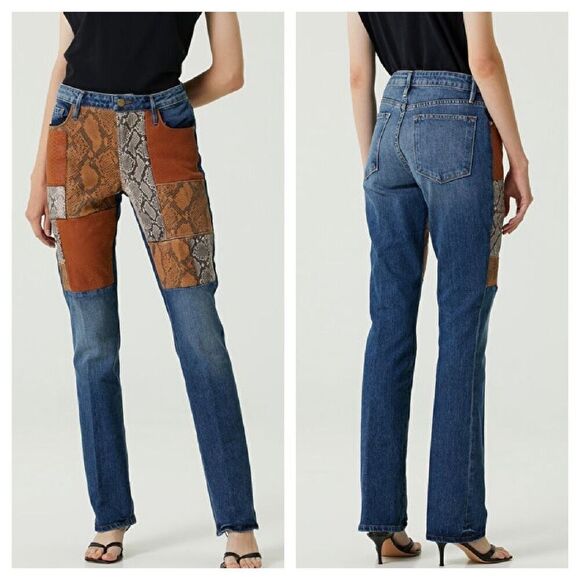 NEW Frame Le‎ Mini Patchwork Bootcut Jeans Size 26 boho western - Picture 1 of 14